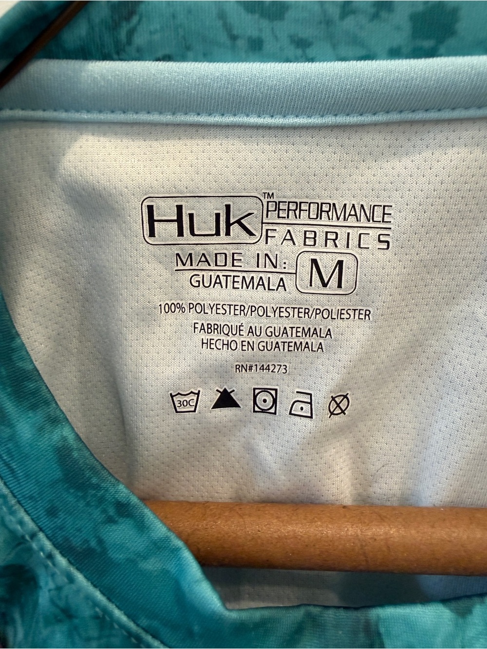 Huk Men's Long Sleeve Performance Fishing Tee in Teal and Aqua - Picture 2 of 3